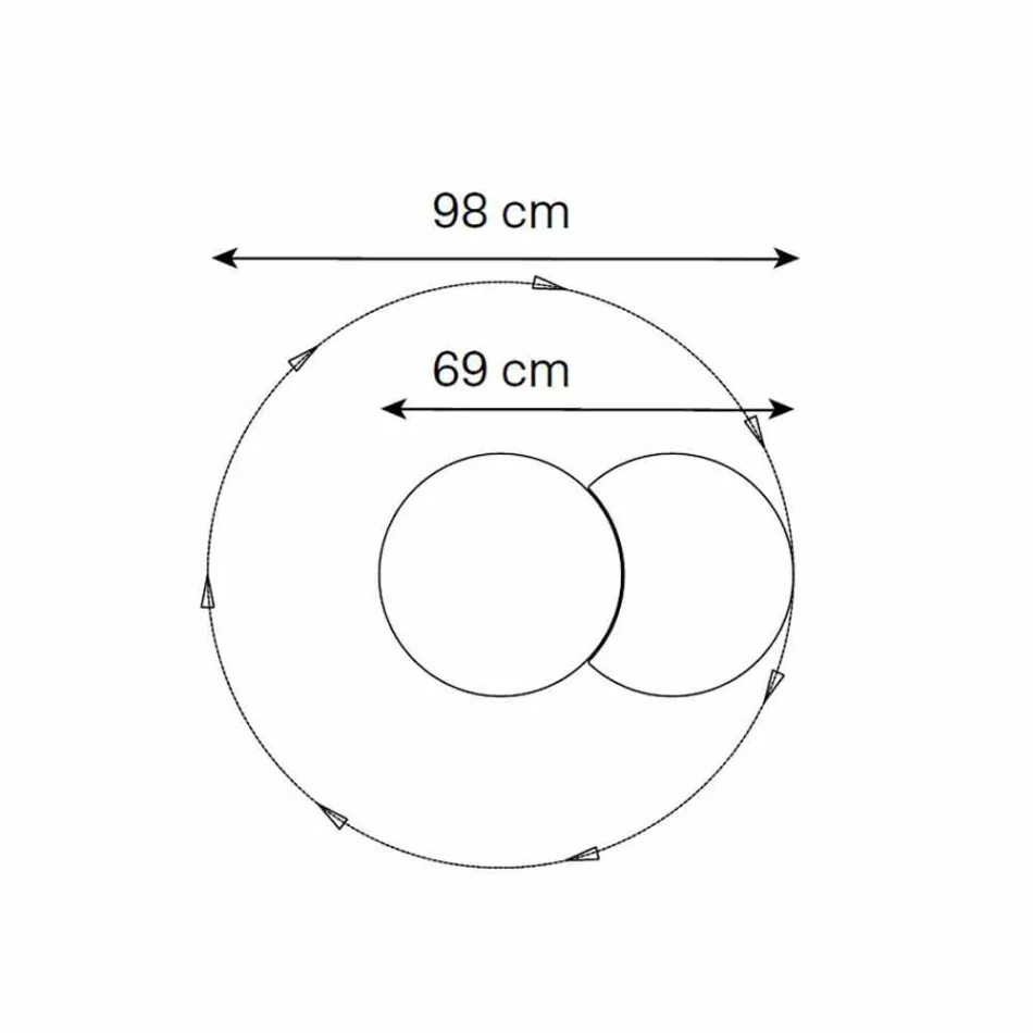 Oglindă rotundă de perete cu satelit care rotă 360 ° Made in Italy - Shaki Viadurini