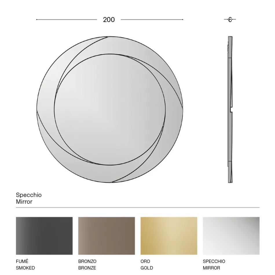 Oglinda Rotunda de Perete cu Structura din Lemn Made in Italy - Navona Viadurini