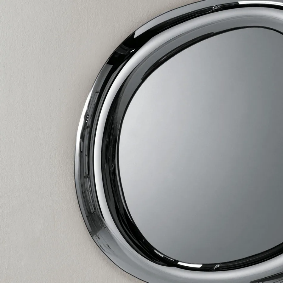 Oglindă de perete în formă de ramă curbată, fabricată în Italia - Babila Viadurini