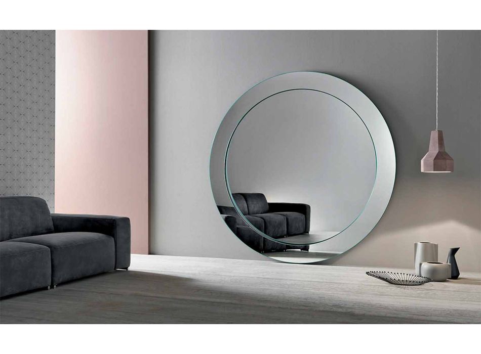 Oglindă modernă cu podea rotundă cu cadru înclinat fabricat în Italia - Salamina Viadurini