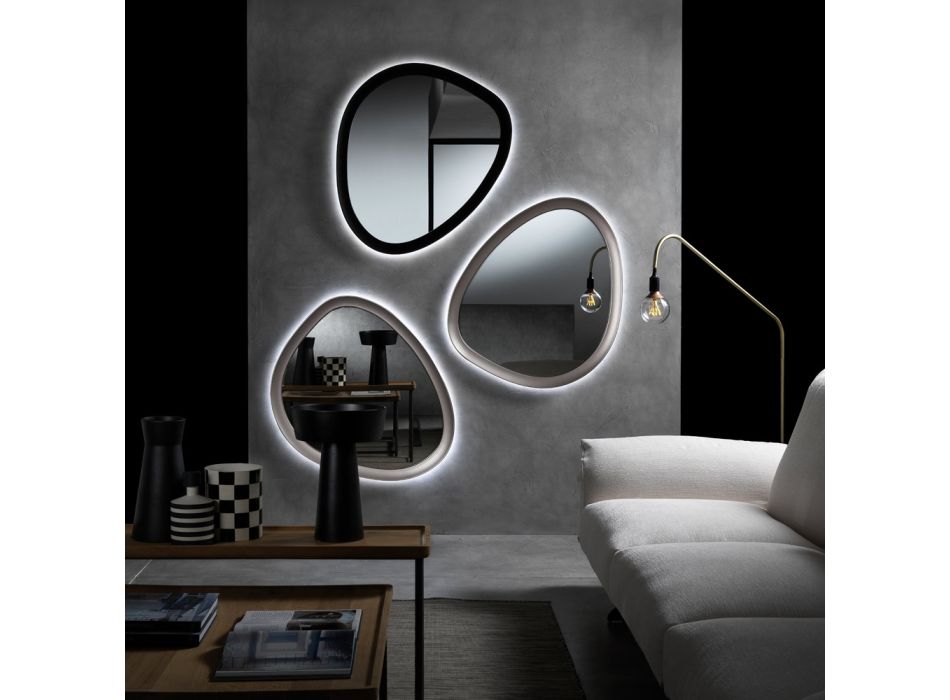 Oglindă în formă neregulată cu iluminare din spate fabricată în Italia - Ride Viadurini