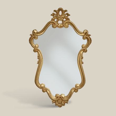 Oglindă în formă de lux cu ramă în frunze de aur Made in Italy - Prețioasă Viadurini