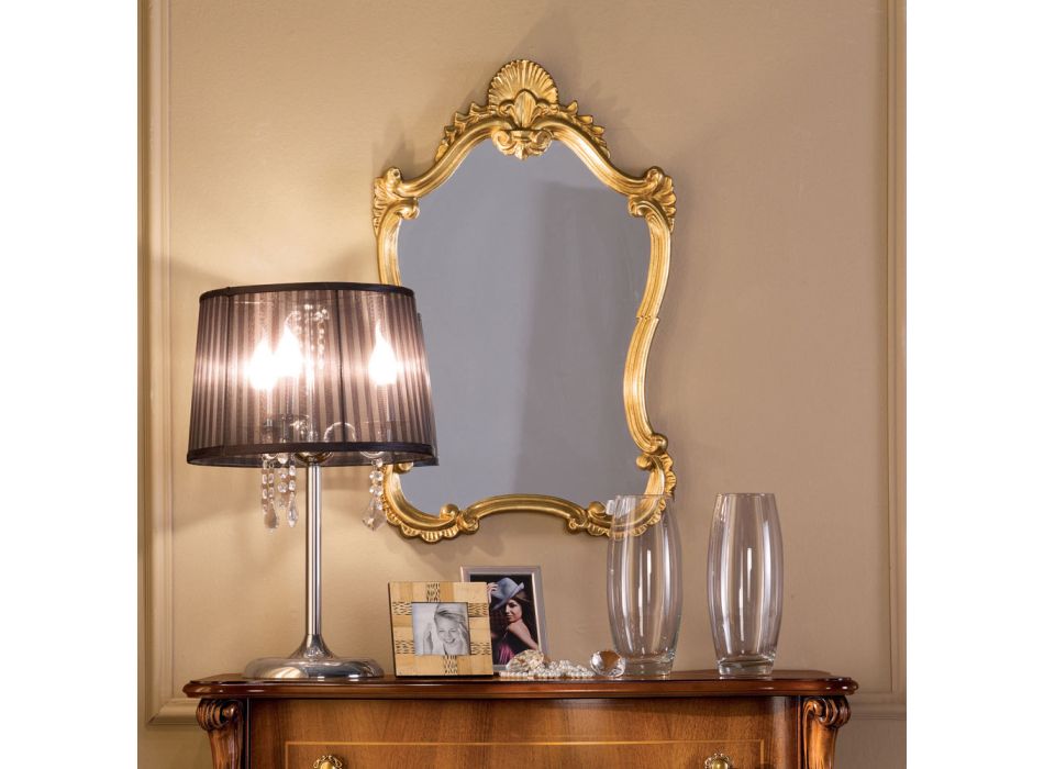 Oglindă clasică în foiță de aur cu cadru în formă Fabricată în Italia - Prețioasă Viadurini