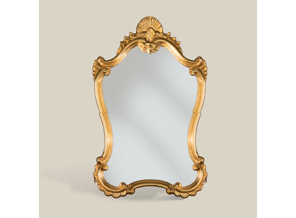 Oglindă clasică în foiță de aur cu ramă în formă Fabricată în Italia - Prețioasă Viadurini