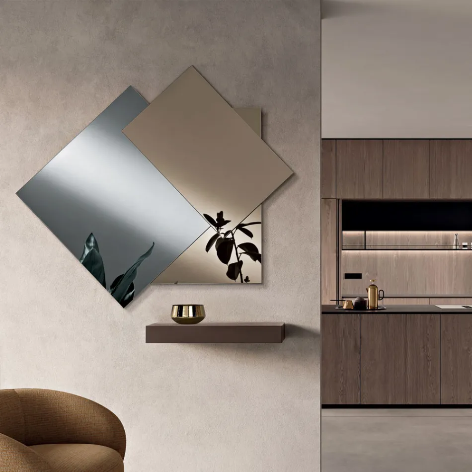 Oglindă realizată din 3 plăci suprapuse, 2 din bronz și 1 fumurie - Armida Viadurini