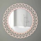 Oglindă mare de perete de design decorativ și modern din lemn roz - Coroană Viadurini