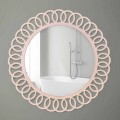 Oglindă mare de perete de design decorativ și modern din lemn roz - Coroană