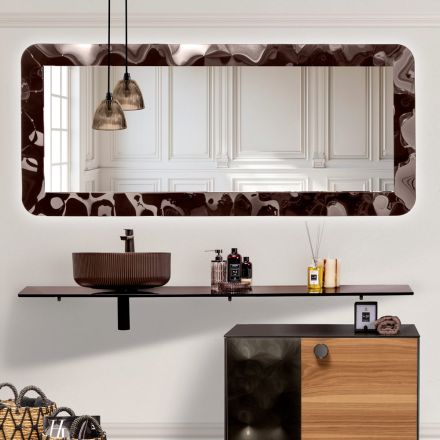 Oglindă curbată din sticlă cu efect lichid și iluminare din spate - Excelsior Viadurini