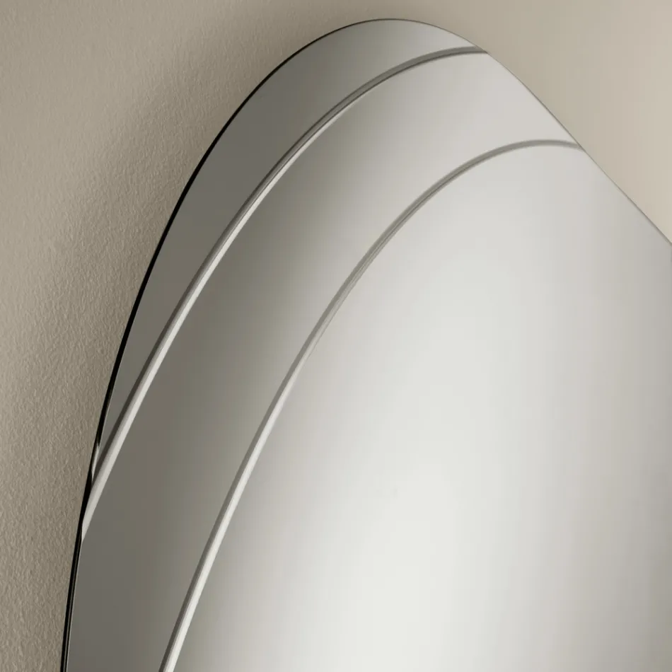 Oglindă din sticlă cu gravuri în două dimensiuni și culori fabricată în Italia - Vela Viadurini