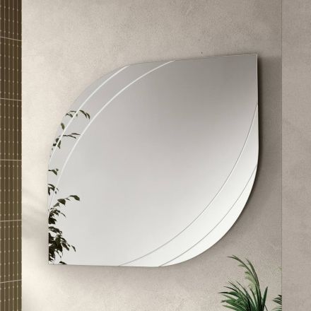 Oglindă din sticlă cu gravuri în două dimensiuni și culori fabricată în Italia - Vela Viadurini