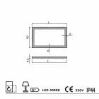 Oglindă modernă cu margini din sticlă mată, iluminat cu LED-uri, Ady Viadurini