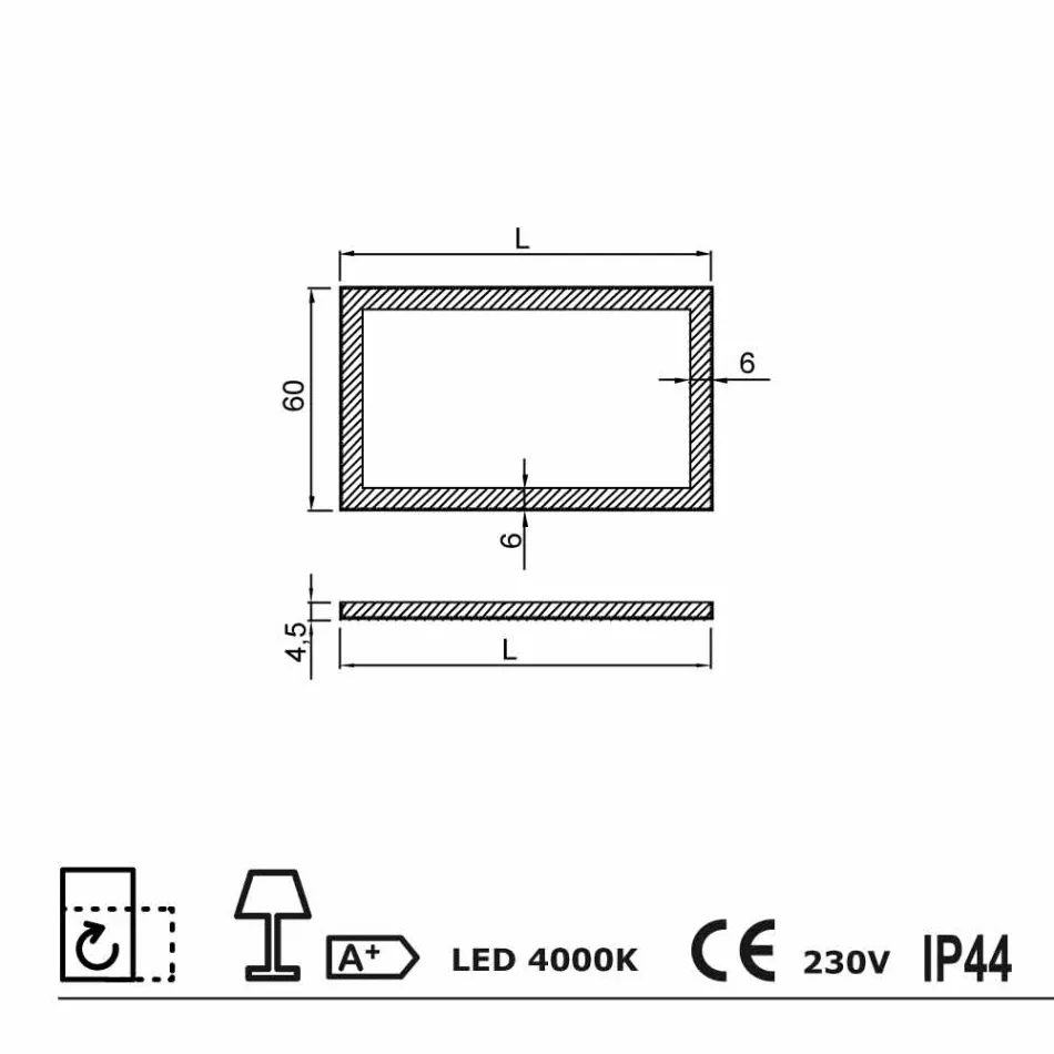 Oglindă modernă cu margini din sticlă mată, iluminat cu LED-uri, Ady Viadurini