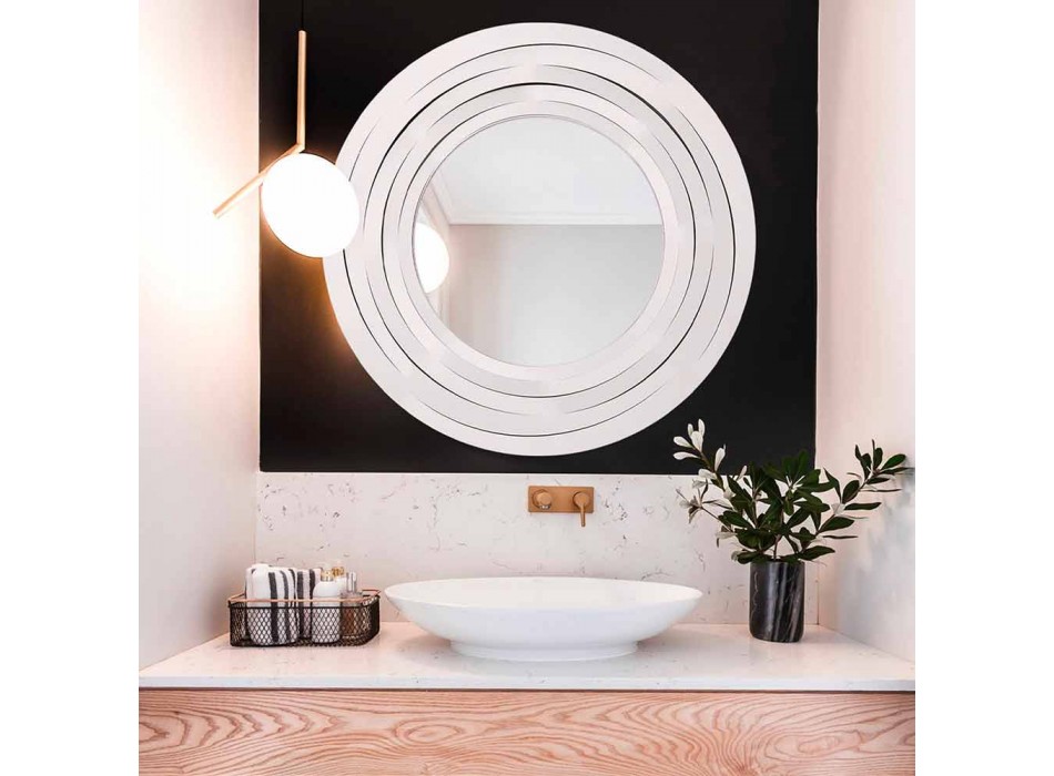 Oglindă circulară modernă de perete din fier colorat realizată în Italia - Oregano Viadurini