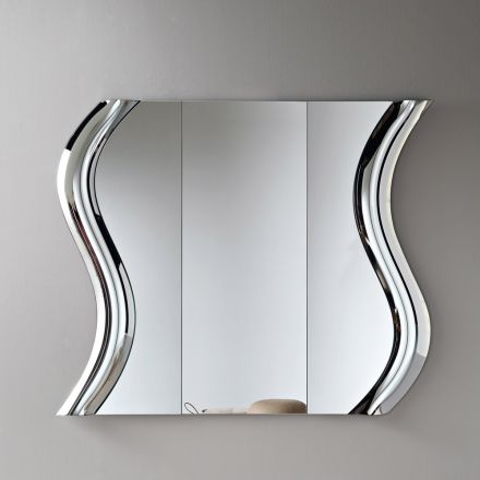 Oglindă modulară cu inserție din sticlă fuzionată, fabricată în Italia - Sorya Viadurini