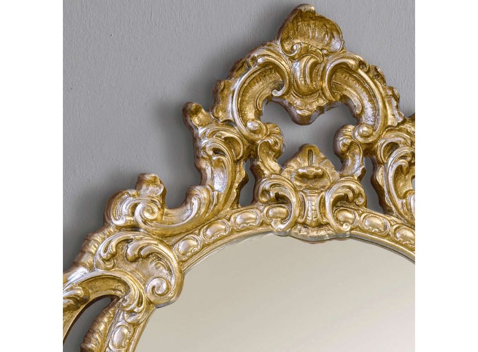 Oglinda Clasica Ovala din Lemn Auriu si Argintiu Made in Italy - Vanessa Viadurini