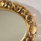 Oglinda ovala cu rama din lemn perforat cu foita de aur Made in Italy - Florenta Viadurini