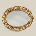 Oglinda ovala cu rama din lemn perforat cu foita de aur Made in Italy - Florenta