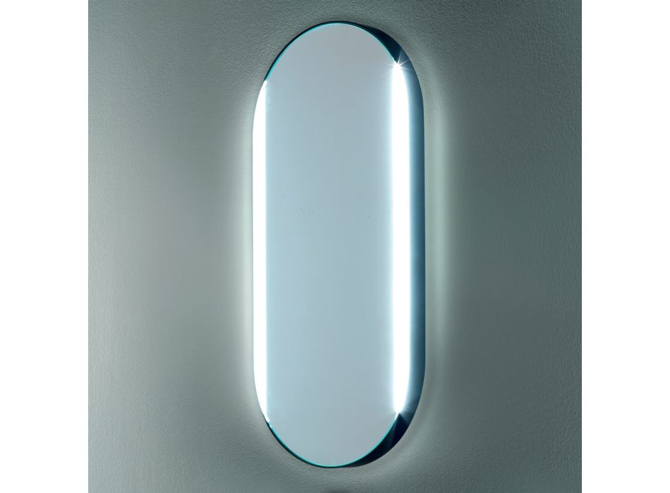 Oglinda de baie ovala cu lumini laterale Made in Italy - Albert Viadurini
