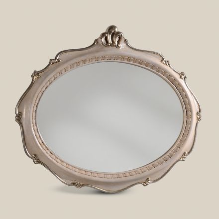 Oglinda ovala in stil clasic din lemn alb Made in Italy - Florenta Viadurini