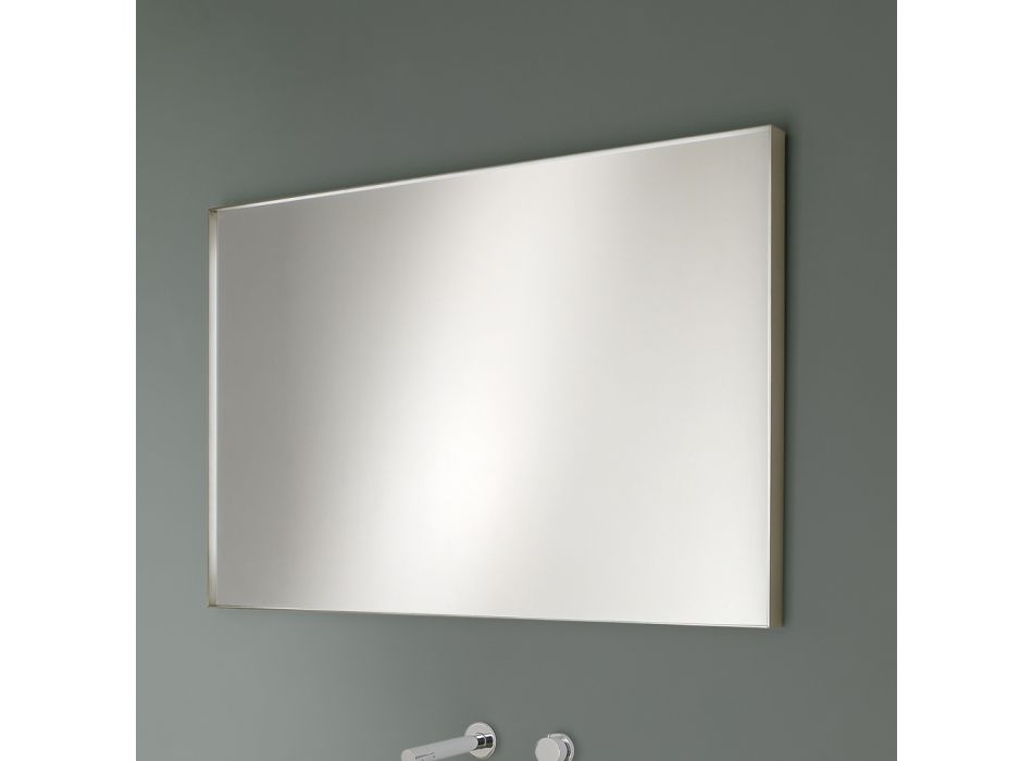 Oglindă de perete dreptunghiulară cu cadru din bronz, negru, platină sau cupru - Renga Viadurini