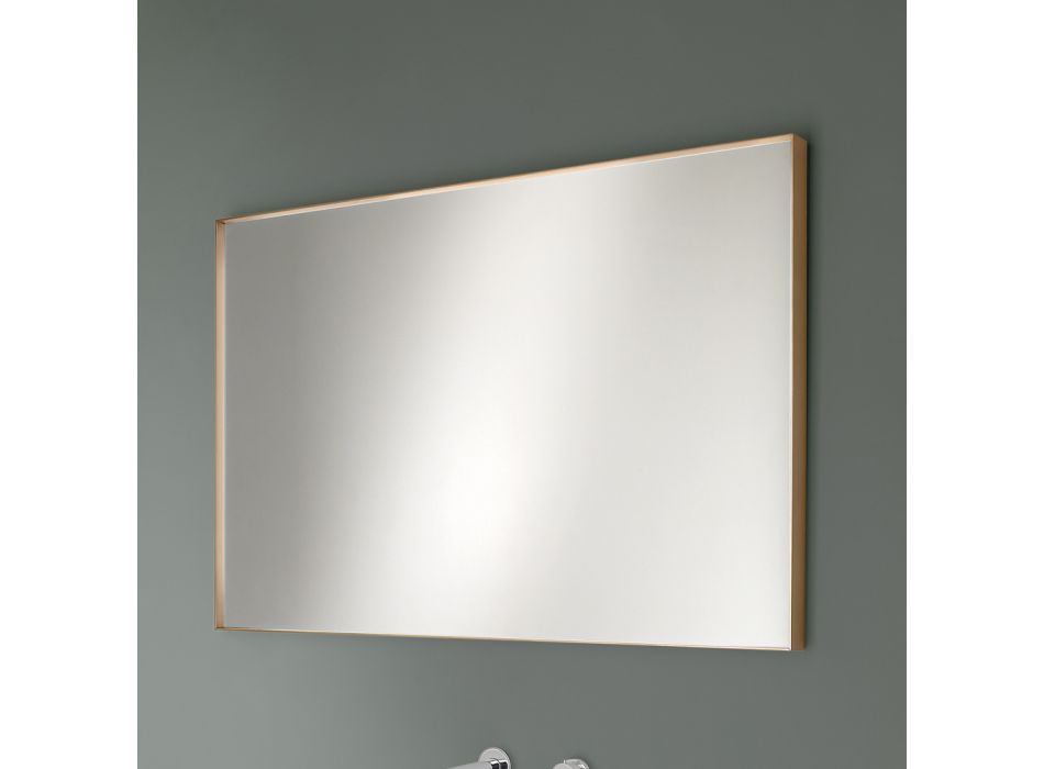 Oglindă de perete dreptunghiulară cu cadru din bronz, negru, platină sau cupru - Renga Viadurini