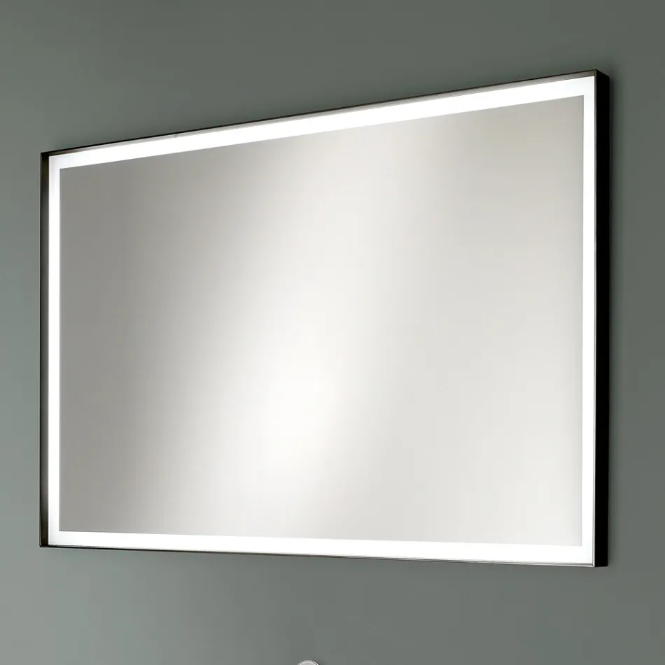 Oglindă de perete dreptunghiulară Cadru metalic Diverse culori și lumină Led - Renga Viadurini