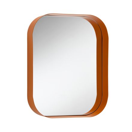 Oglindă dreptunghiulară rotunjită, cadru metalic Fabricat în Italia - Alexandra Viadurini
