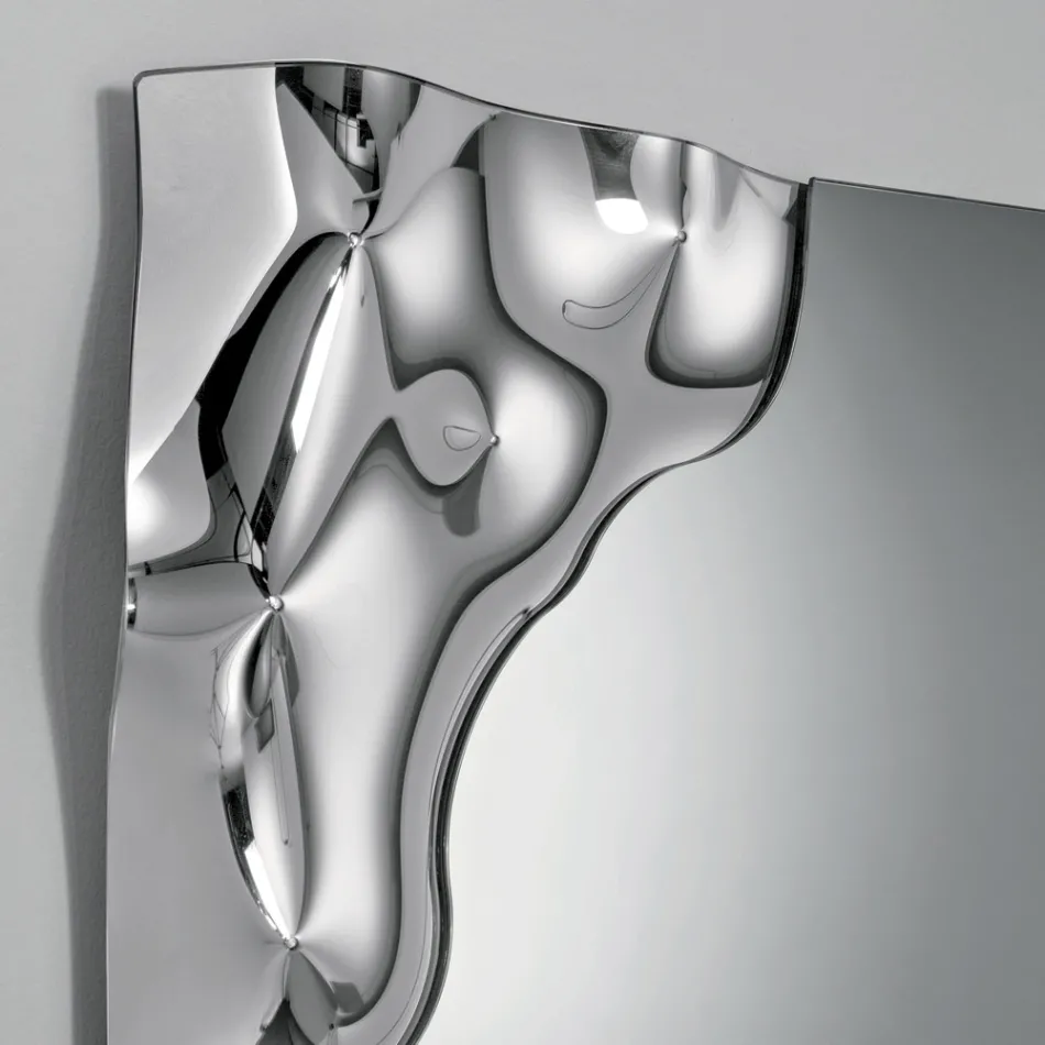 Oglindă dreptunghiulară cu colț din sticlă fuzionată, fabricată în Italia - Adelinda Viadurini