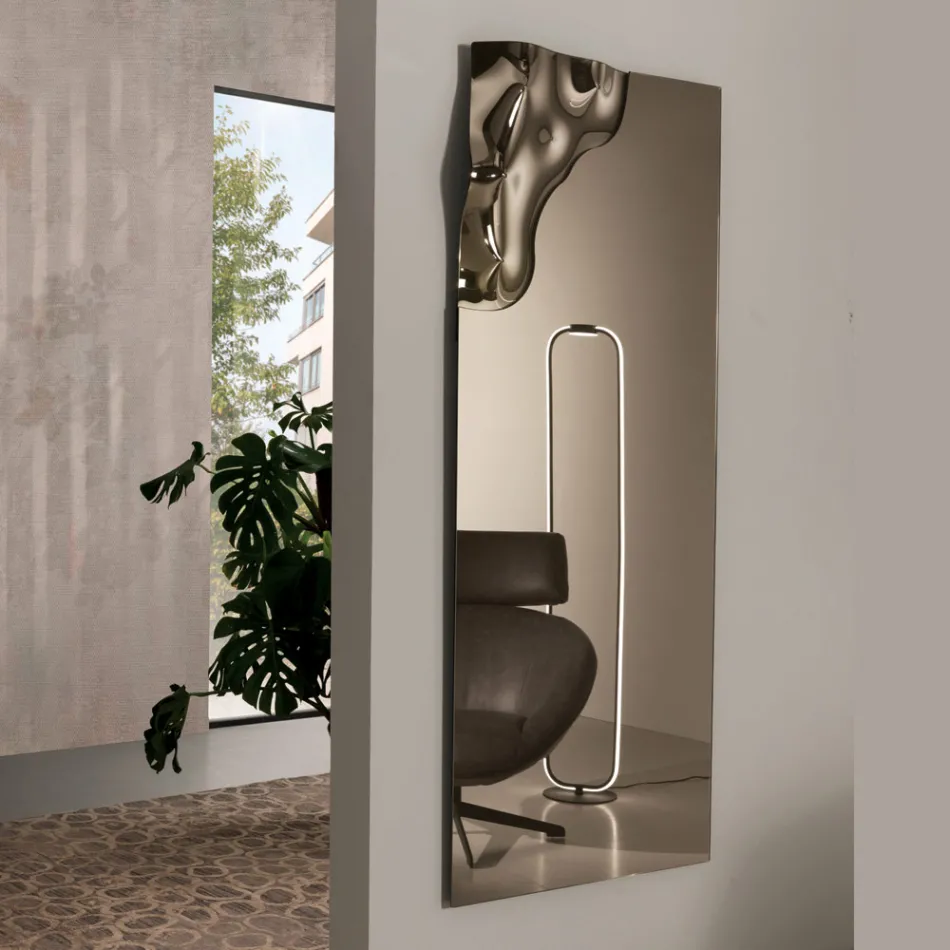 Oglindă dreptunghiulară cu colț din sticlă fuzionată, fabricată în Italia - Adelinda Viadurini