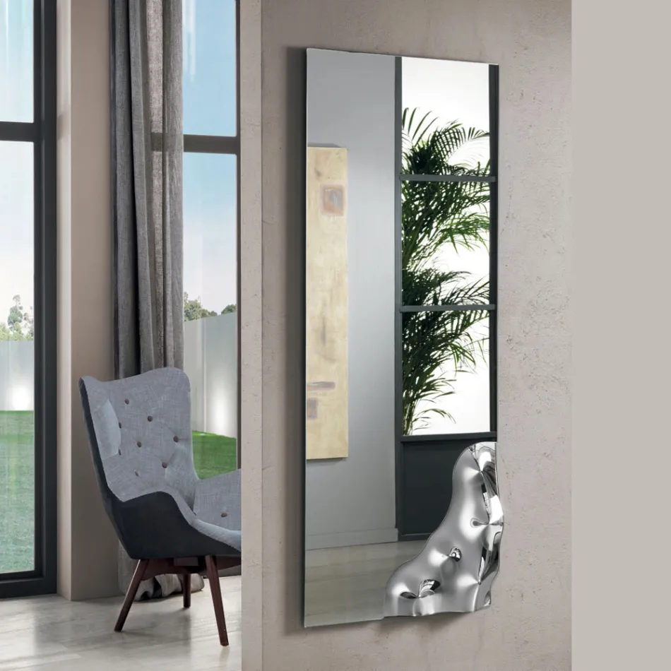 Oglindă dreptunghiulară cu colț din sticlă fuzionată, fabricată în Italia - Adelinda Viadurini