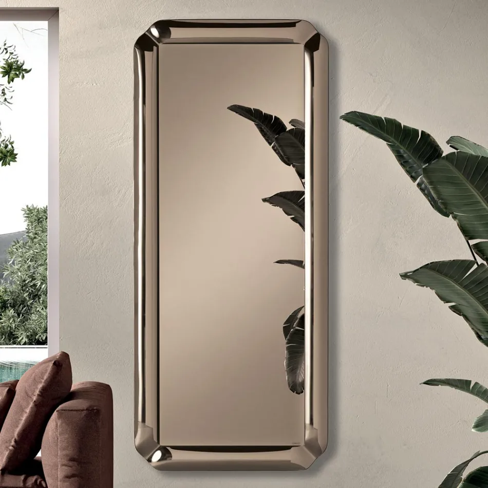 Oglindă dreptunghiulară cu ramă din cristal turnat, fabricată în Italia - Belinda Viadurini