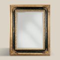 Oglindă dreptunghiulară din lemn auriu și frunze negre, fabricată în Italia - Sophie