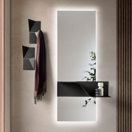 Oglindă dreptunghiulară din sticlă cu iluminare din spate și LED-uri, fabricată în Italia - Solen Viadurini