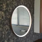 Oglindă rotundă de perete cu cadru metalic diverse culori și lumină cu led - Renga Viadurini