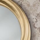 Oglinda rotunda cu rama din lemn auriu de lux Made in Italy - Adelin Viadurini
