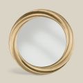 Oglinda rotunda cu rama din lemn auriu de lux Made in Italy - Adelin