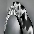 Oglindă rotundă cu ramă din sticlă ondulată, fabricată în Italia - Adelma Viadurini