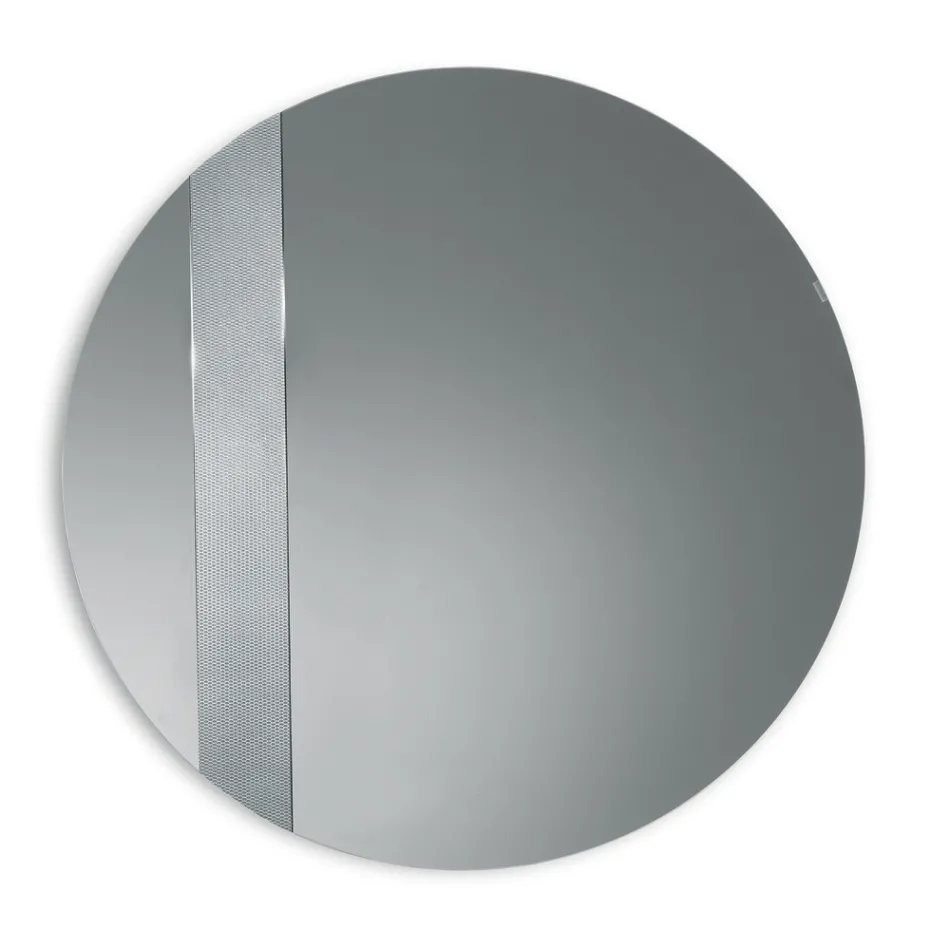Oglindă rotundă cu inserție de plasă fabricată în Italia - Brigitta Viadurini
