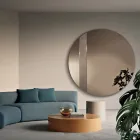 Oglindă rotundă cu inserție de plasă fabricată în Italia - Brigitta Viadurini