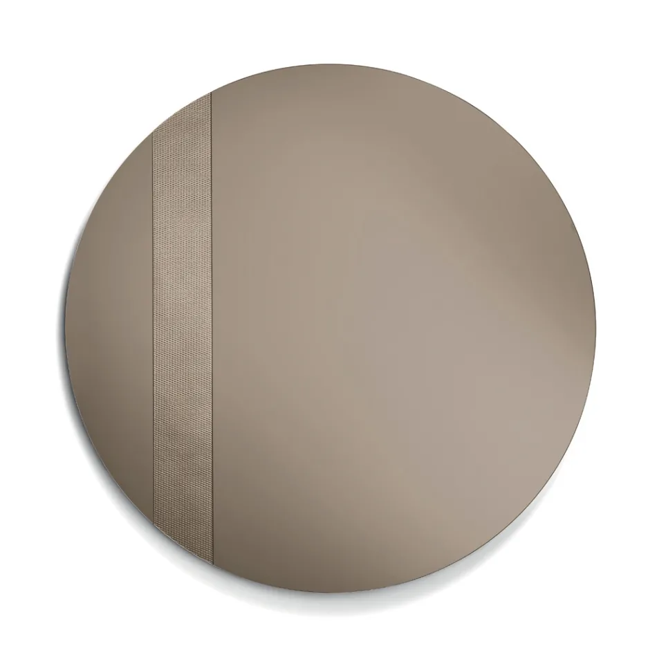 Oglindă rotundă cu inserție de plasă fabricată în Italia - Brigitta Viadurini