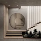 Oglindă rotundă de perete cu inserție de plasă fabricată în Italia - Annabella Viadurini