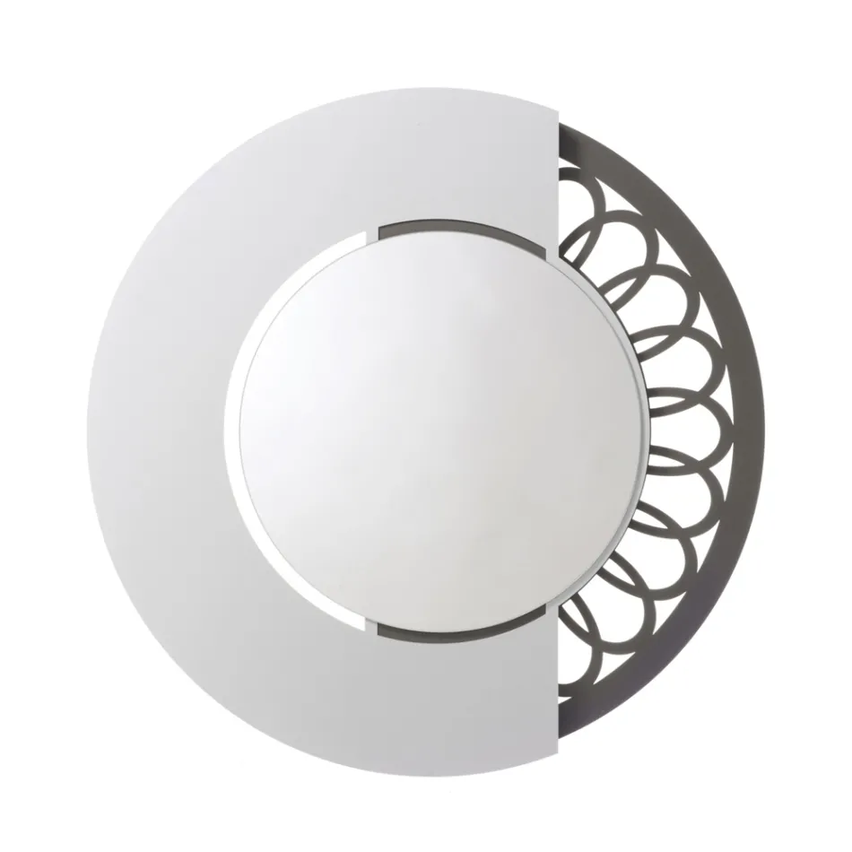 Oglinda Rotunda din Fier cu Decorat Lateral Made in Italy - Lacat Viadurini