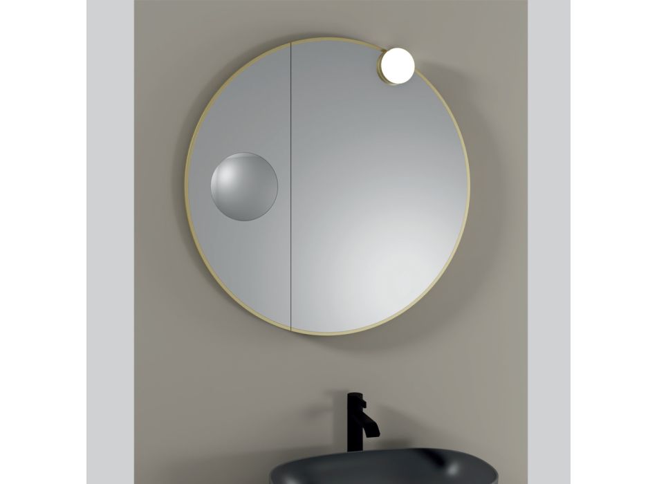 Oglindă rotundă din lemn și oglindă lupă Made in Italy - Marie Viadurini