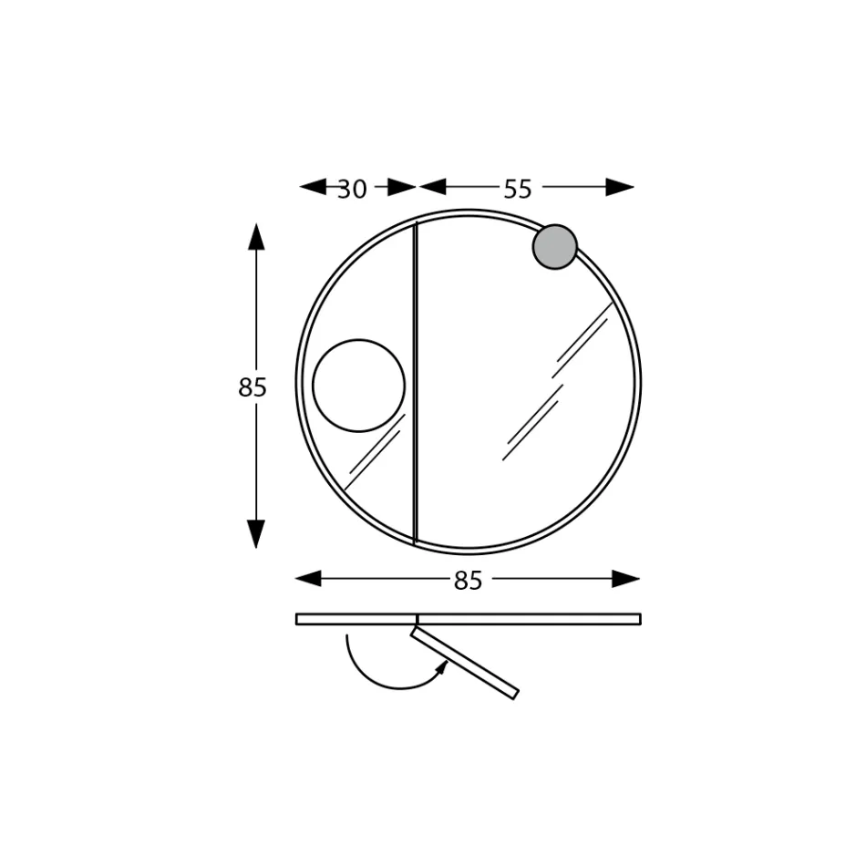 Oglindă rotundă din lemn și oglindă lupă Made in Italy - Marie Viadurini