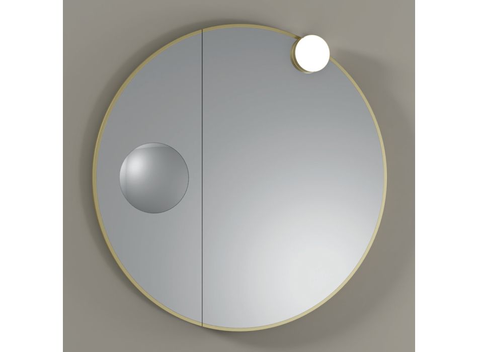 Oglindă rotundă din lemn și oglindă lupă Made in Italy - Marie Viadurini