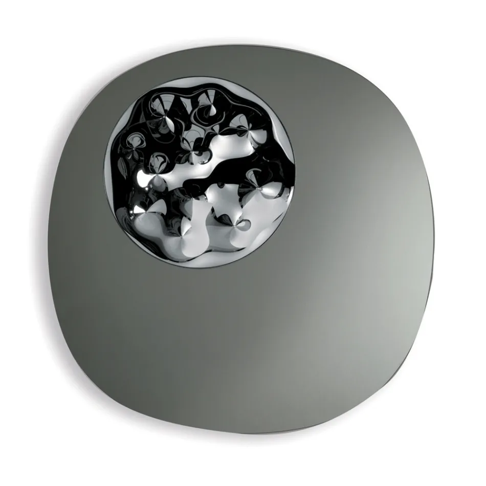 Oglindă în formă de oglindă cu inserție de sticlă ondulată, fabricată în Italia - Adalberta Viadurini