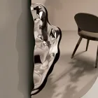 Oglindă dreptunghiulară cu inserție de sticlă ondulată, fabricată în Italia - Adelasia Viadurini