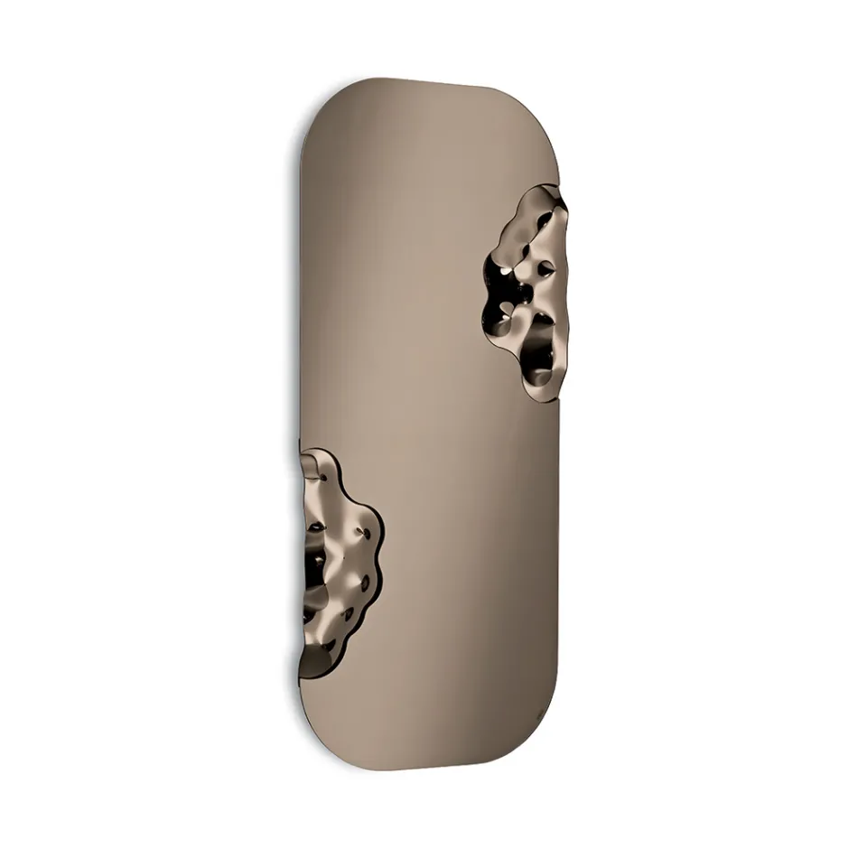 Oglindă dreptunghiulară cu inserție de sticlă ondulată, fabricată în Italia - Adelasia Viadurini