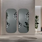 Oglindă dreptunghiulară cu inserție de sticlă ondulată, fabricată în Italia - Adelasia Viadurini