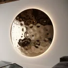 Oglindă rotundă de perete Clea din sticlă ciocănită, fabricată în Italia Viadurini
